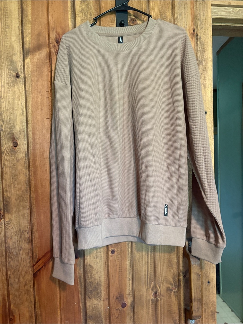 Carhartt Men's Waffle Crewneck Sweater - Tan & Sage - Picture 2 of 3